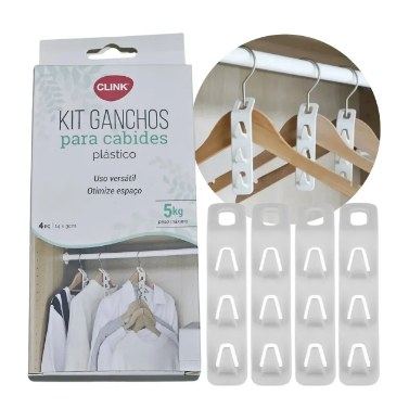 Kit Ganchos para Cabides Plásticos 4pçs Peso max. 5kg